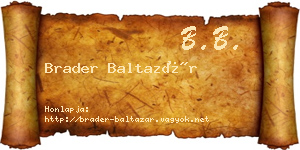 Brader Baltazár névjegykártya